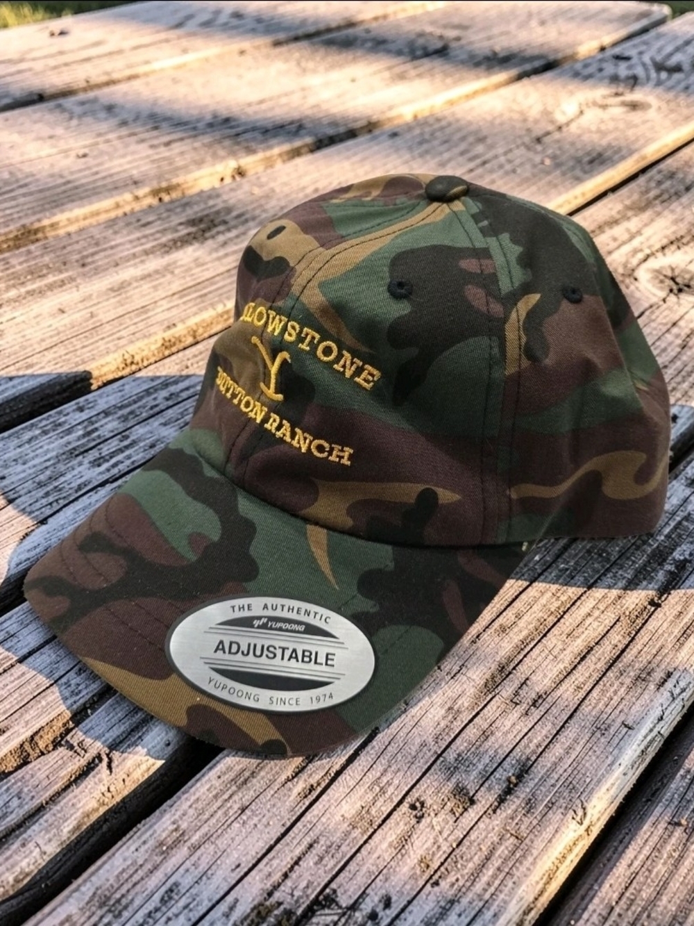 Camo Yellowstone "Dutton Ranch" Trucker's Hat with "Y" Logo, Adjustable Size